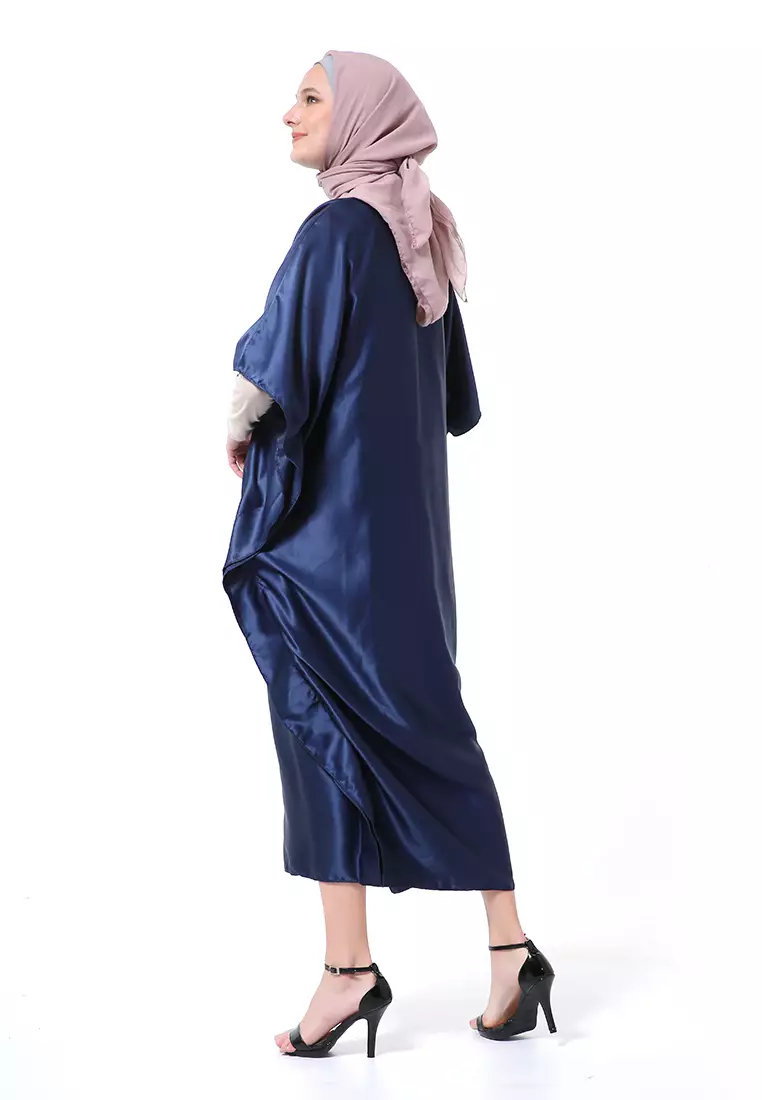Illona Kaftan Dress Premium Fashion Muslimah Motif Polos Regular Fit - Navy