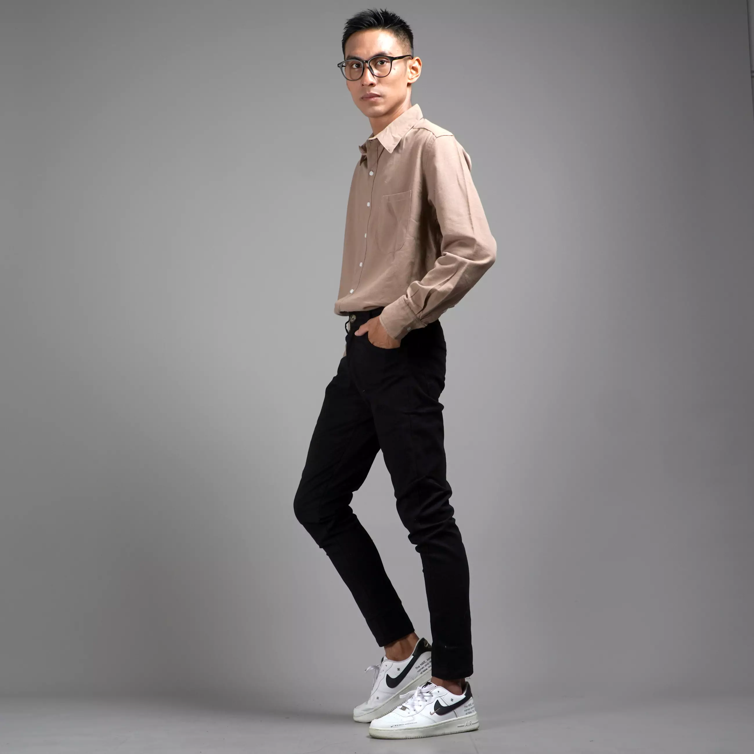 FERNANDO Kemeja Long Sleeve Shirt Kemeja Linen Pria - COKSU