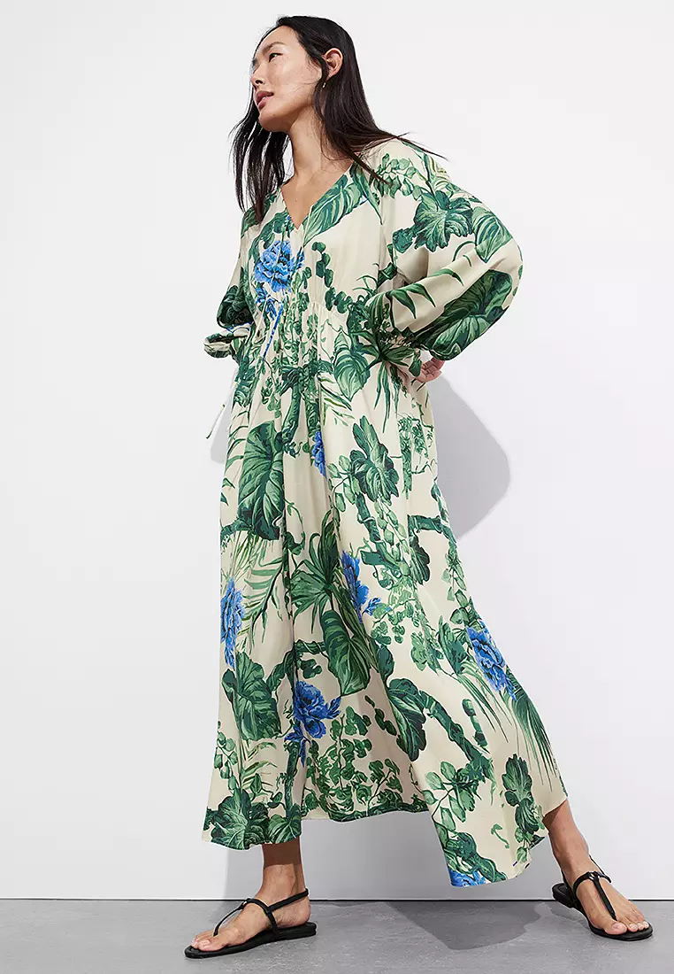 V-Cut Satin Midi Dress