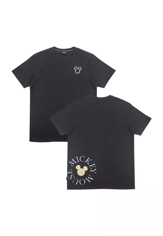 Disney Mickey Mens Logo Textured Graphic T-Shirt