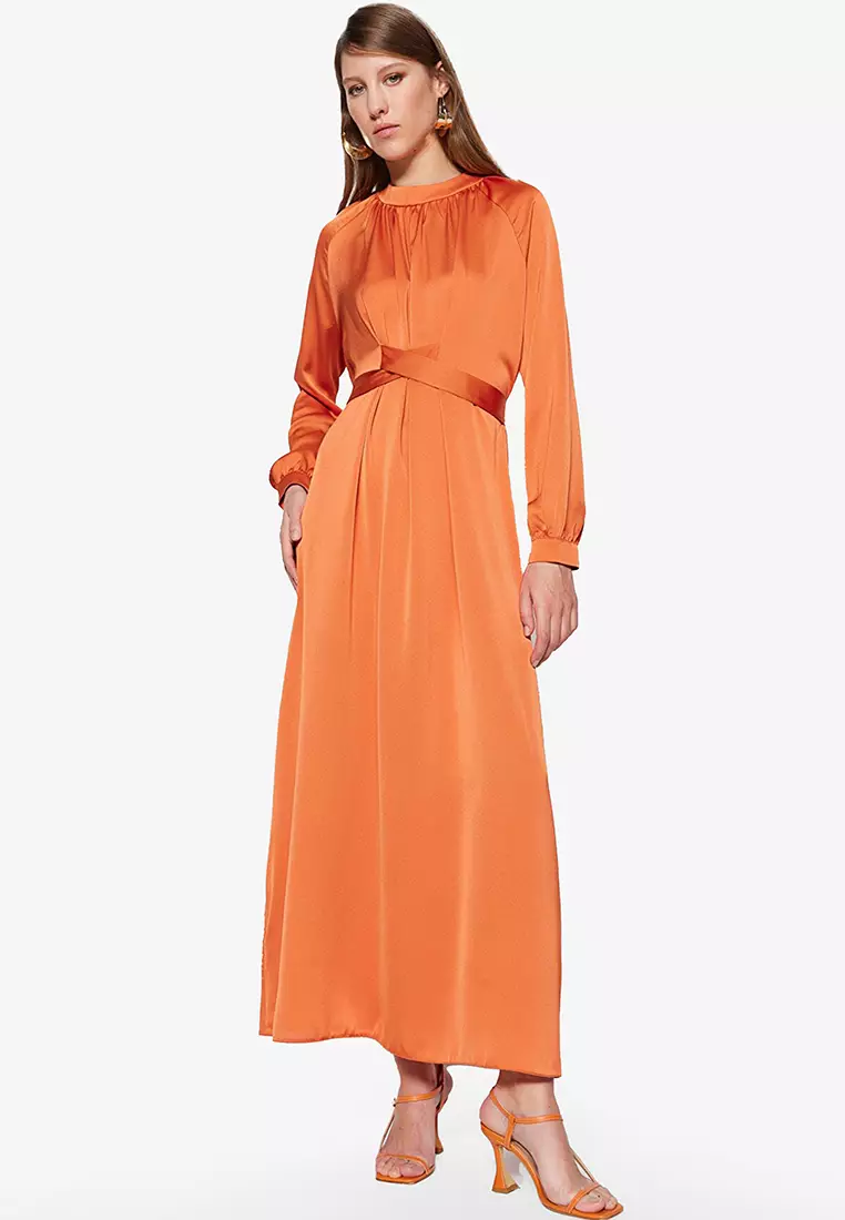 Buy Trendyol Modest Satin Maxi Dress Online ZALORA Malaysia