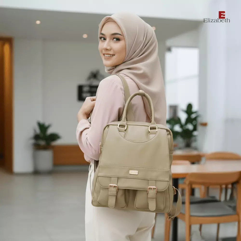 Tas Ransel Wanita Elizabeth Backpack 0055-6194 Light Khaki