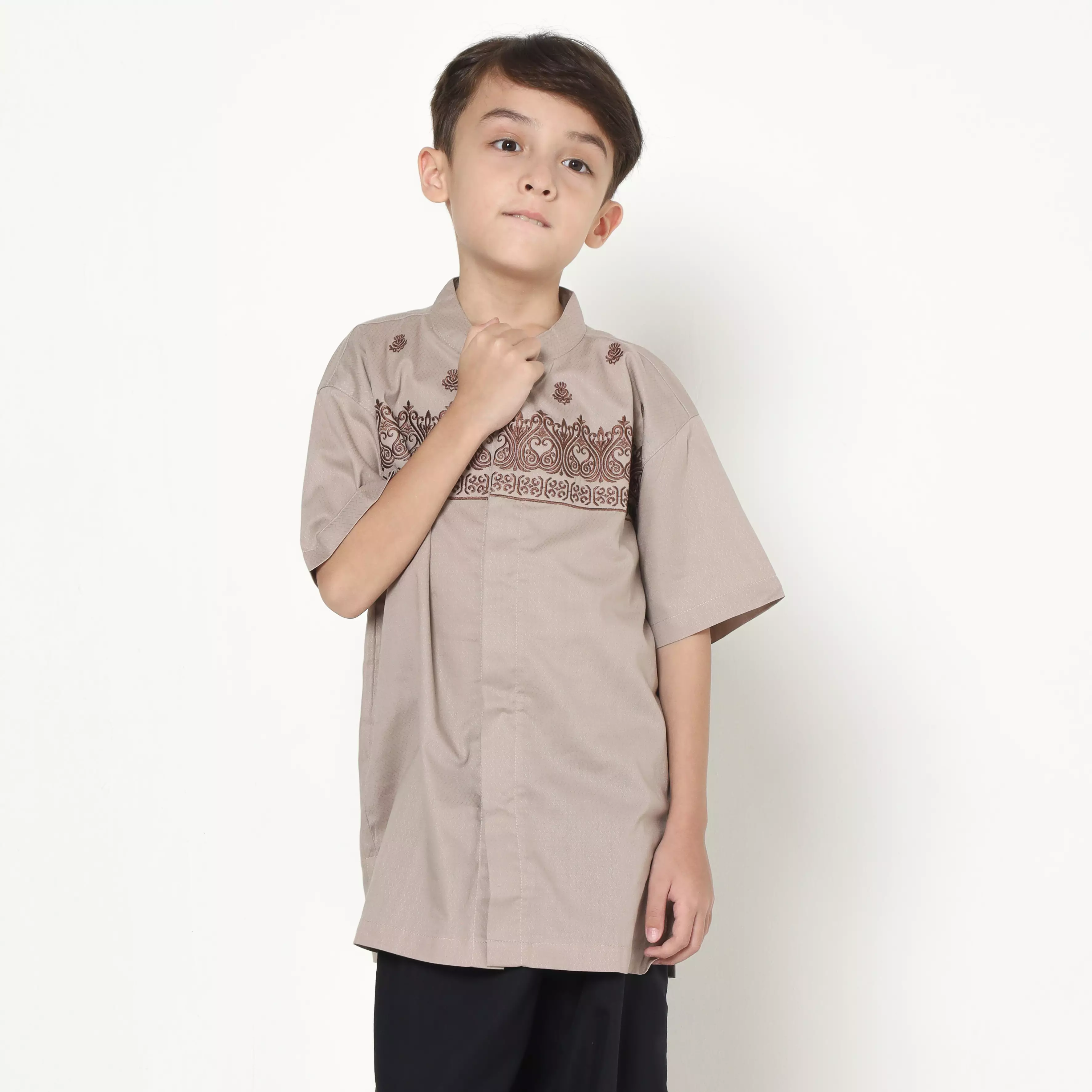 Baju Koko Set Anak Laki Bordir Hati Milo - AMAZING