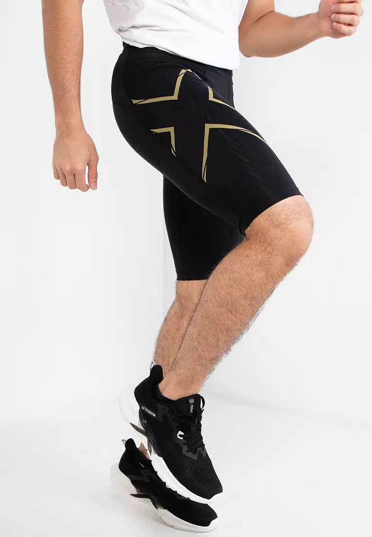 2XU Men's MCS Run Compression Shorts - Black/Gold Reflective