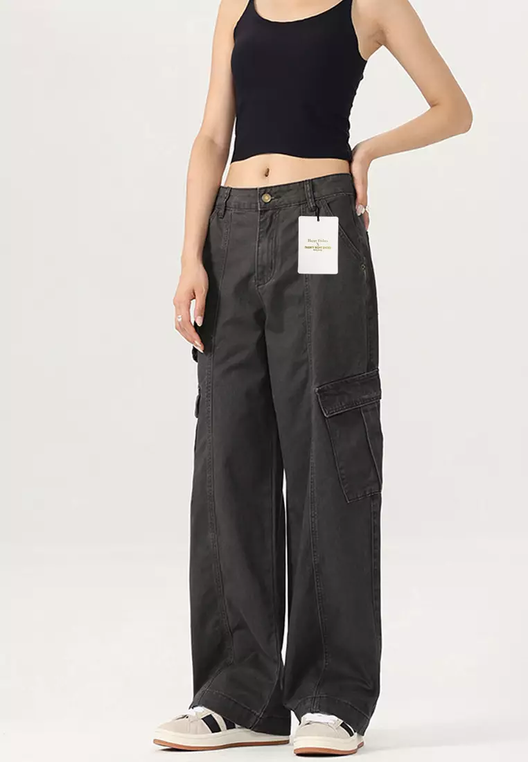 Pure Cotton Wide-legged Jeans LK-HHTS301