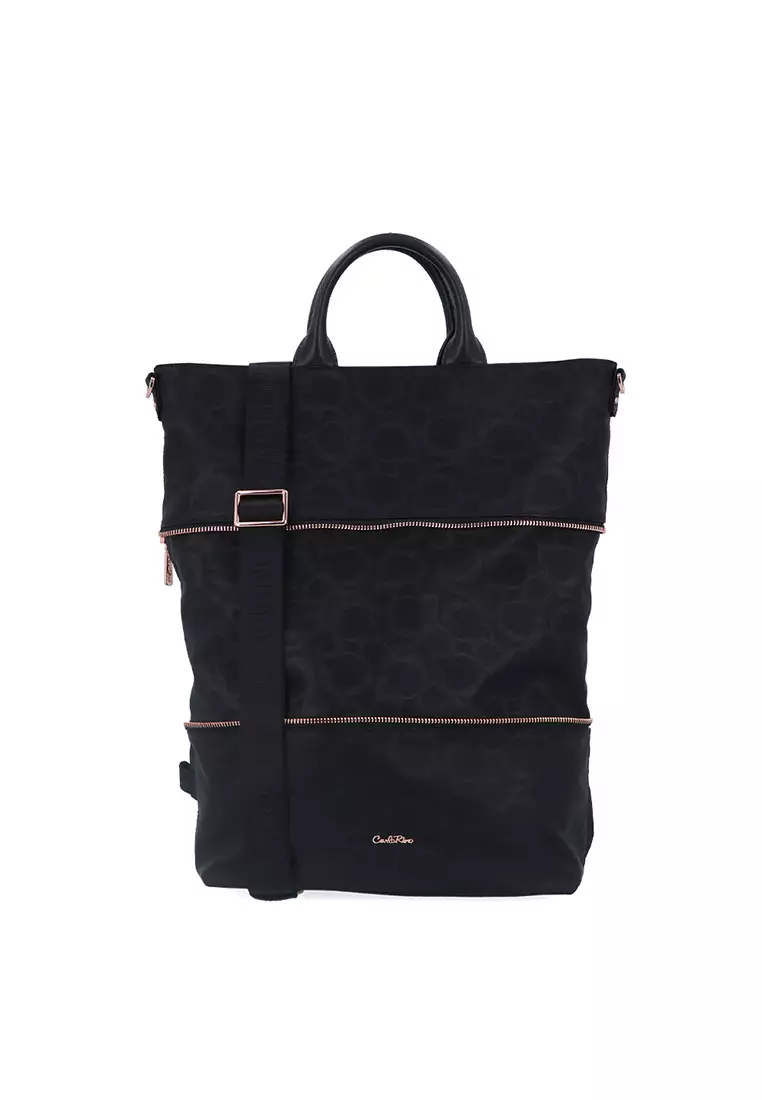 Black Carlo GEO Nylon Transformable Tote