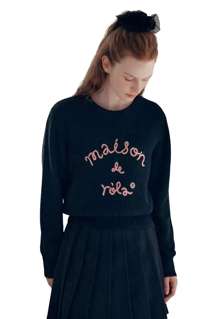 Maison De Rola Embroidery Knit - Black