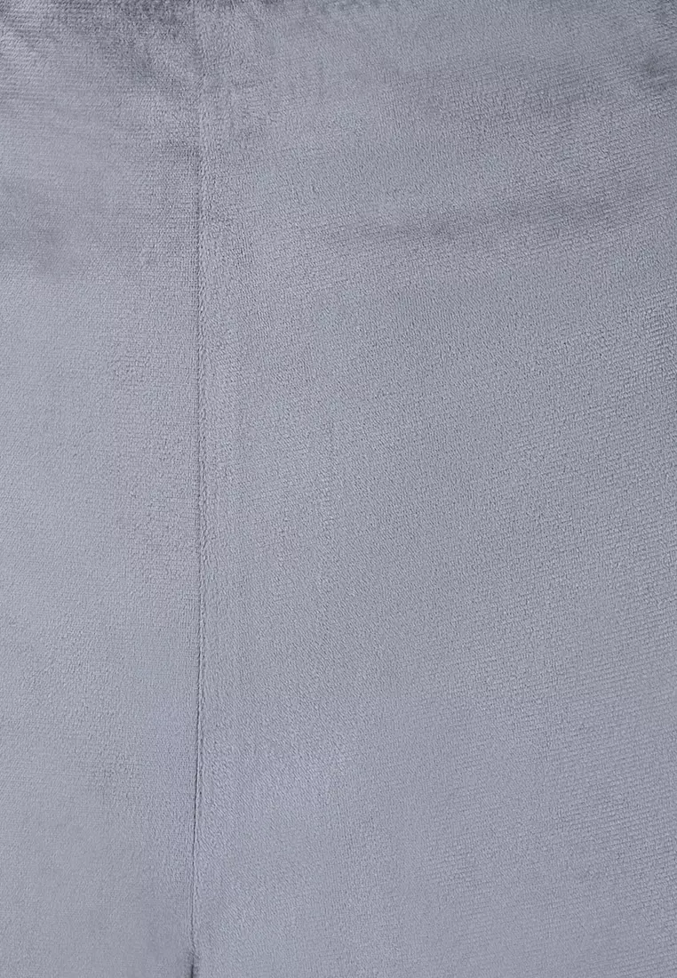 Grey Velour High Waist Flared Trousers