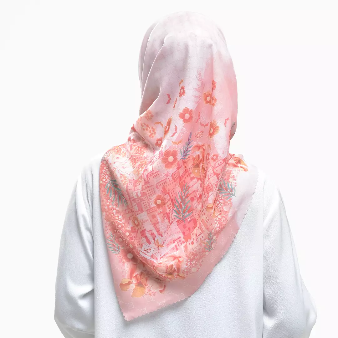 Rabbani - Kerudung Segi Empat Muslim Wanita Tetra Nazwah - Peach