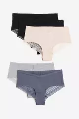 H&M MAMA 5-pack Lace-trimmed Cotton Hipster Briefs