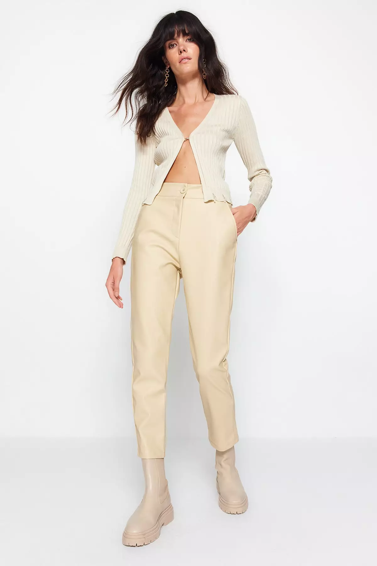 Light leather clearance pants