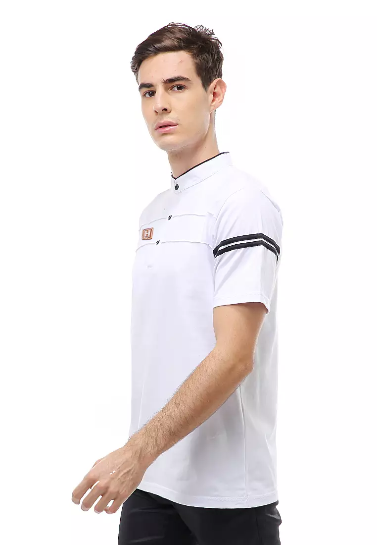 Jack Atasan Formal Kaos Polo Pria Kerah Sanghai Short Sleeve Material Cotton ORIGINAL - White