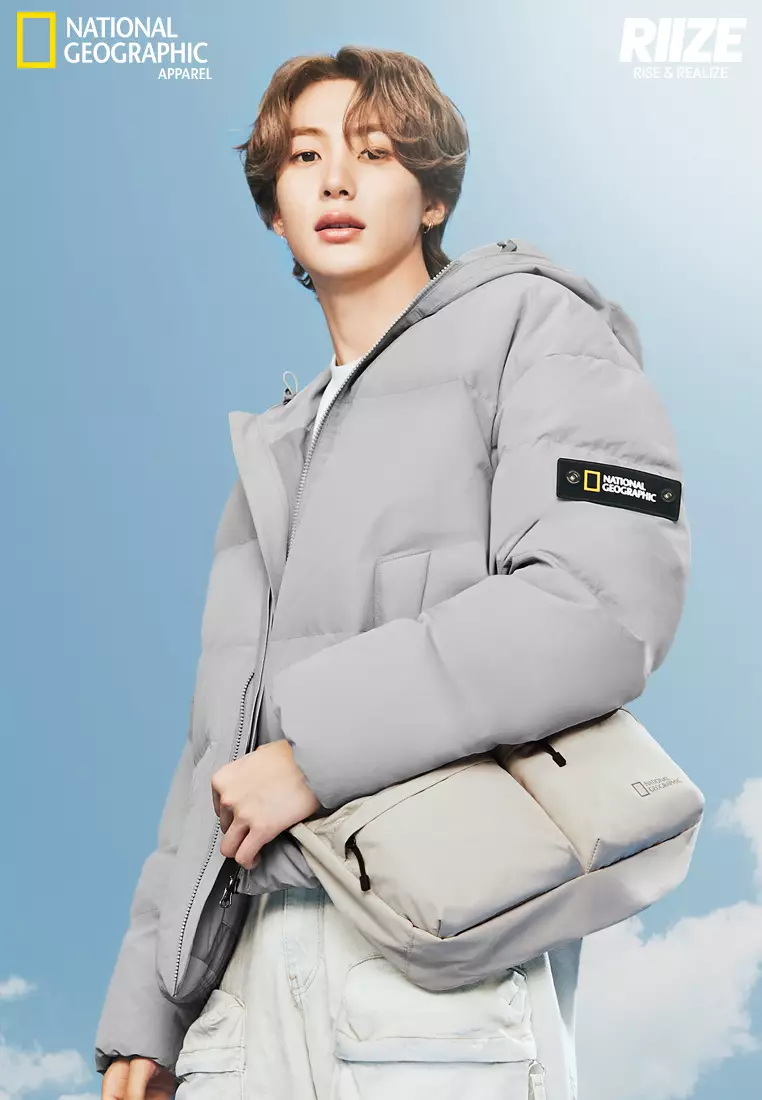 【NATIONAL GEOGRAPHIC】HOODED HERON DOWN JUMPER Unisex HERON Hooded Down Jacket - LICHEN KHAKI