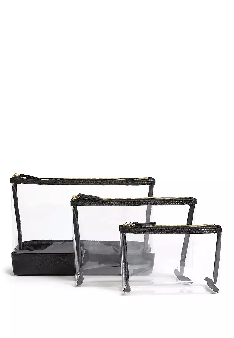 3 Piece Clear Makeup Bag Set