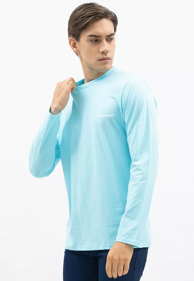 Houseofcuff Kaos Cotton Combed Lengan Panjang Pria Biru Langit
