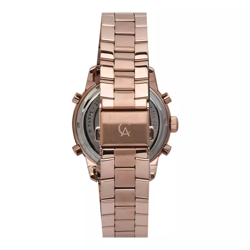 Jam Tangan Wanita Alexandre Christie AC 9399 LH BRGRE Analog Digital Red Dial Rose Gold Stainless Steel Strap