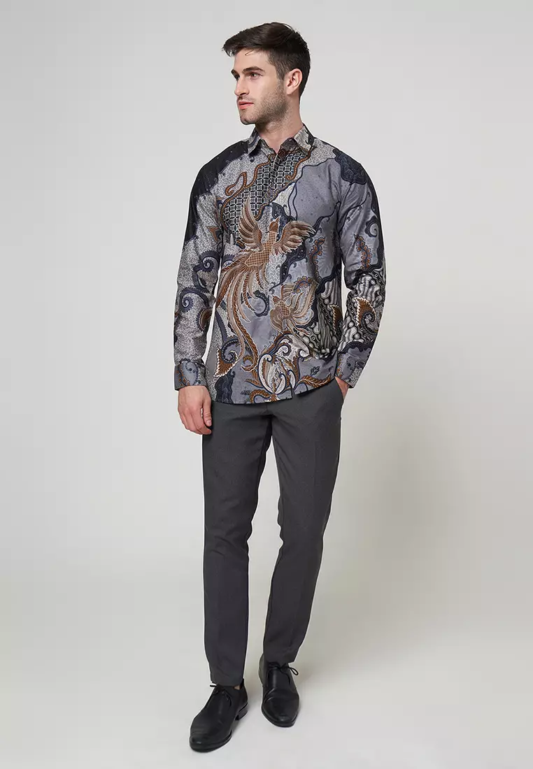 Slimfit Argya Brown Kemeja Batik Pria Lengan Panjang