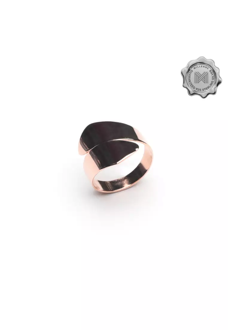 Minimal Broad Rose Gold Ring with 925 Sterling Silver