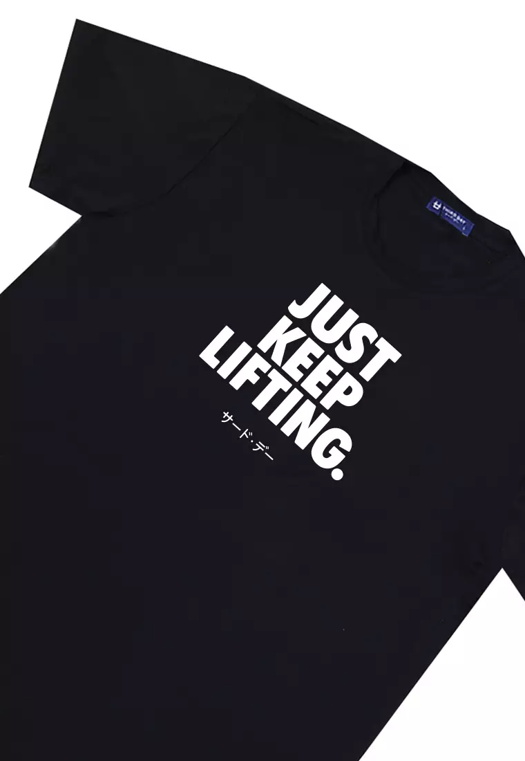 MTX47 Kaos Tema Gym Pria Instacool "just keep lifting" hitam