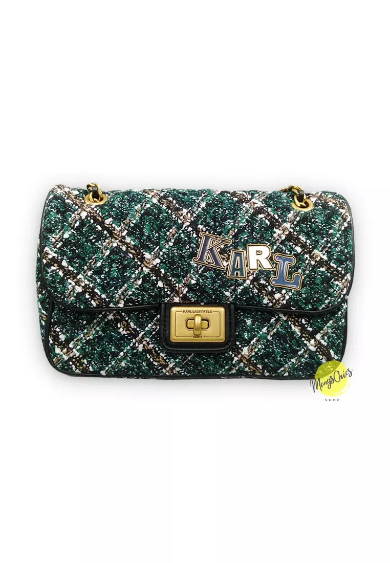 Karl Lagerfeld Agyness Shoulder Bag - Grey Glen Plaid