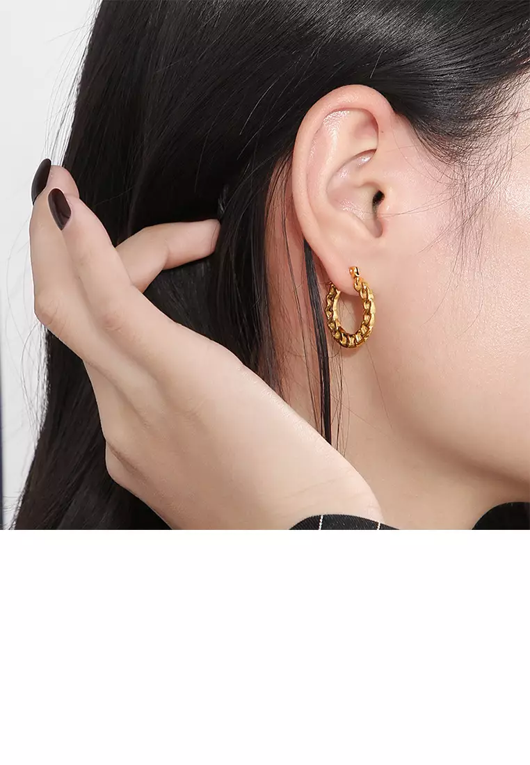 Glamorousky Gold Chain Geometric Circle Earrings Anting