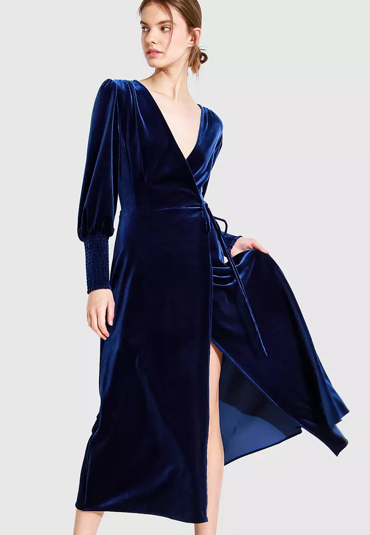 Current Mood Velvet Wrap Dress