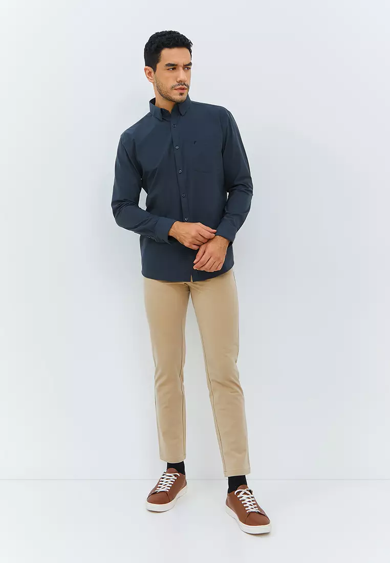 Jobb Steelco Kemeja Pria Lengan Panjang Regular Fit Dark Grey Colour Dark Grey