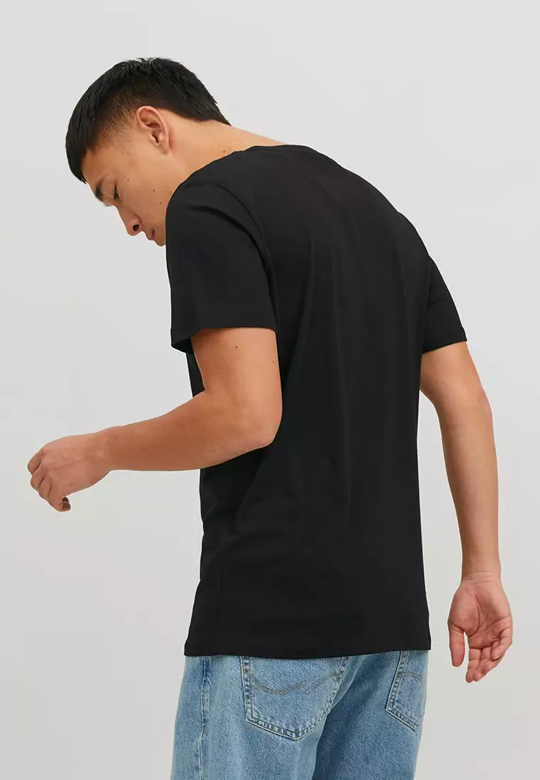 jack and jones plain black t shirt