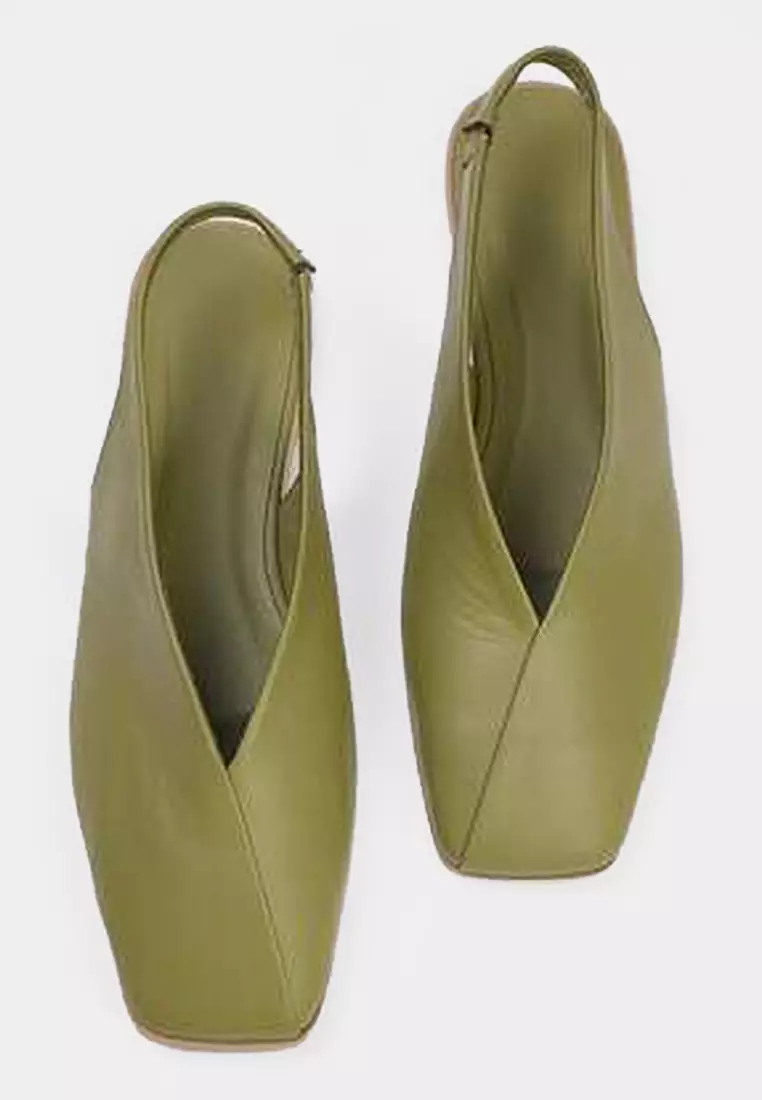 Open Back Square Toe Ballerinas