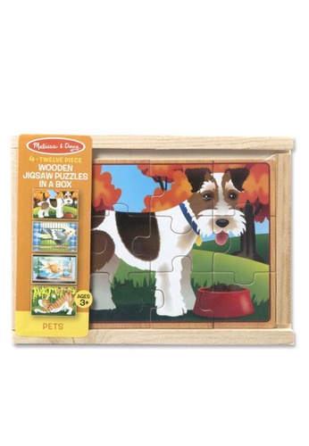 Melissa & Doug Melissa & Doug Pets Jigsaw Puzzles in a Box - 4 Sets of Wooden Puzzles (12 Pieces each), Educational, Learning D6AD0THC72926CGS_1
