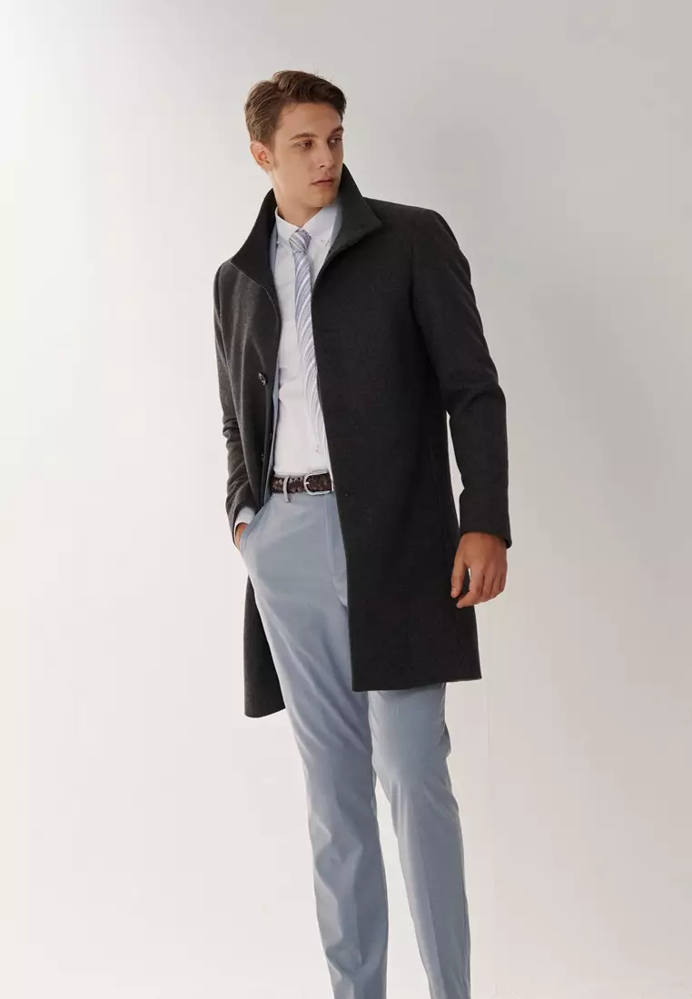 Grey Faux Two-Piece Down Overcoat