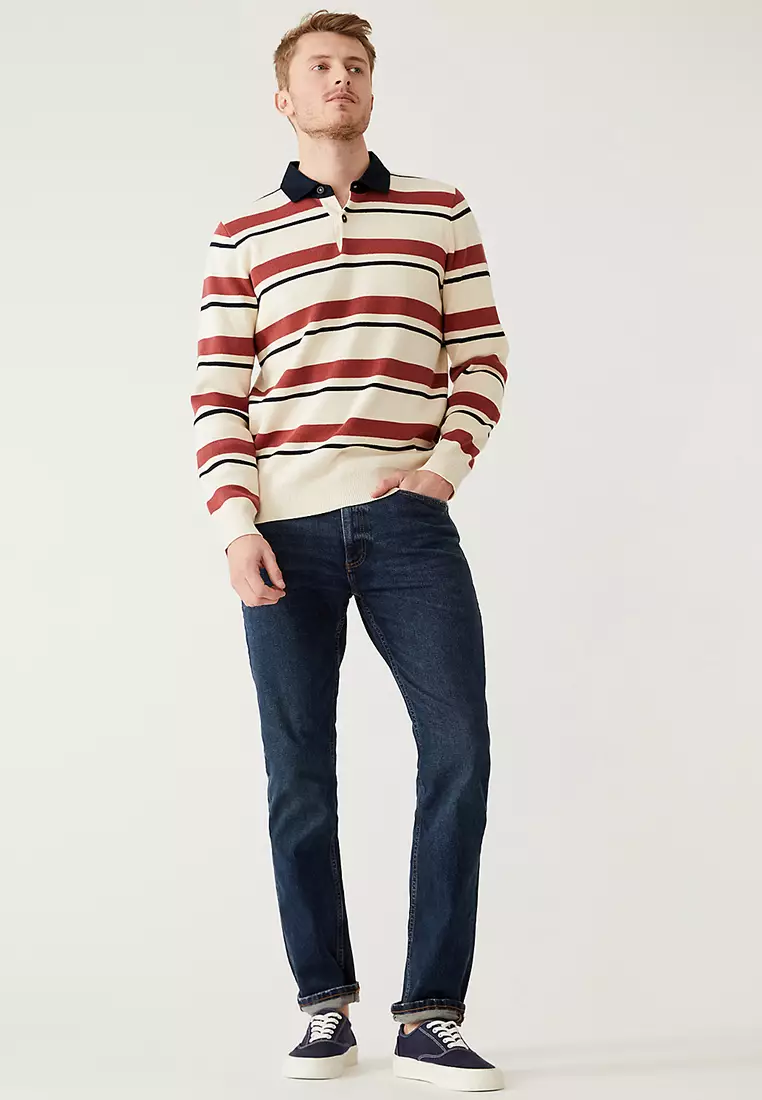 Slim Fit Vintage Wash Stretch Jeans