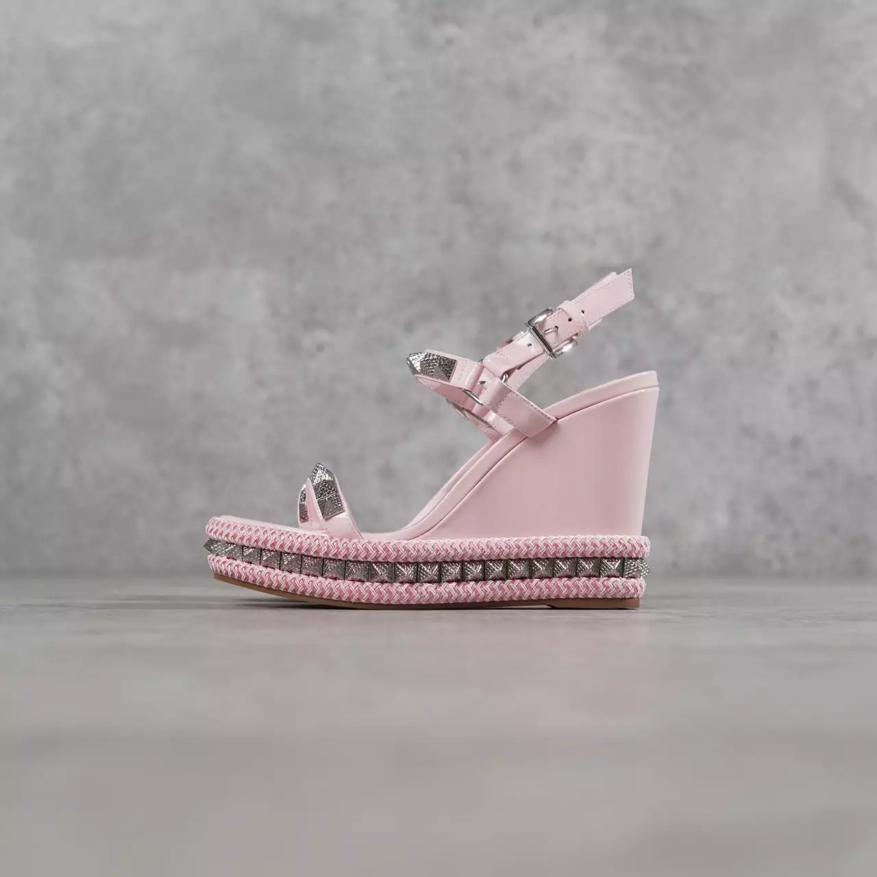 Sandal CHRISTIAN LOUBOUTIN PYRACLOU 11CM PINK SPIKE WEDGES 100% ORIGINAL