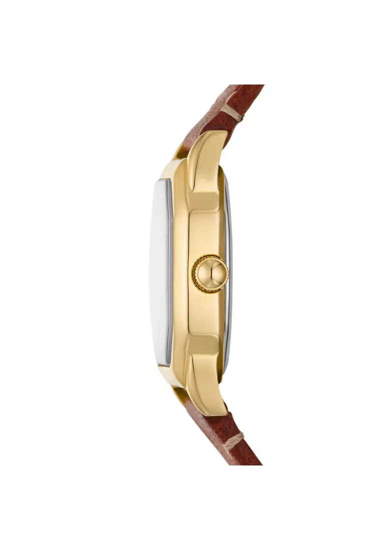 Harlow Three-Hand Medium Brown Leather Watch ES5364