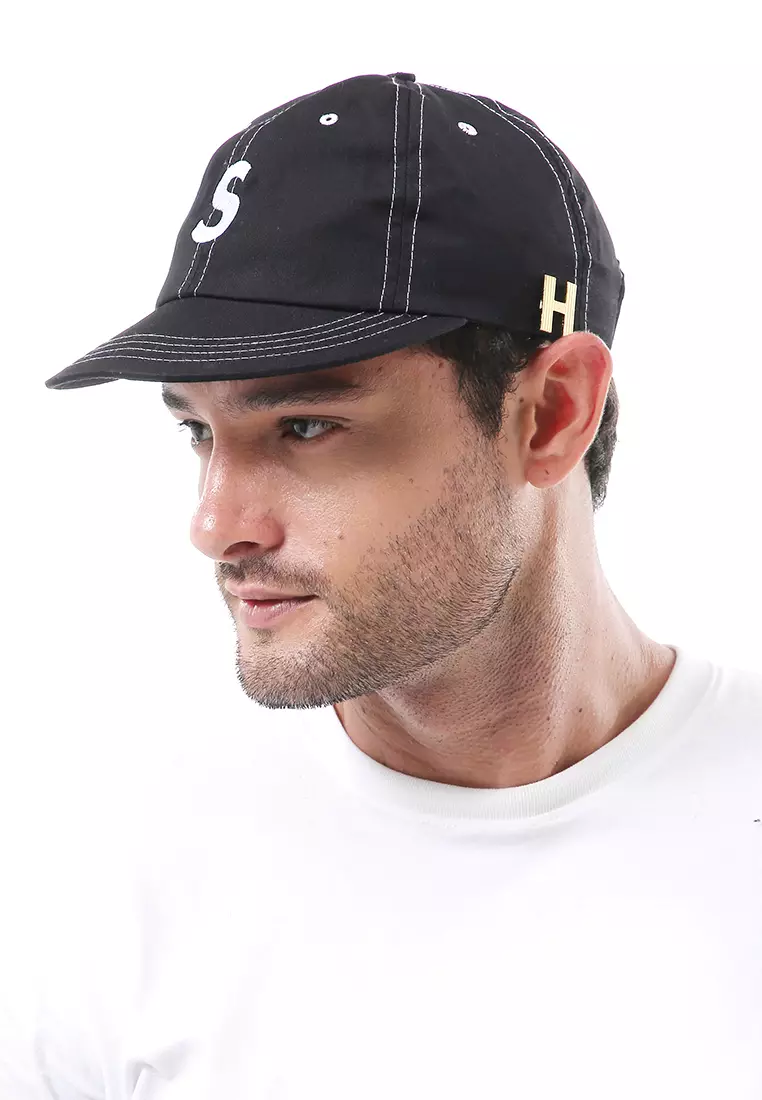 Gemp Topi Snapback Aksesoris Fashion Pria Wanita Bordir Huruf S Resizable Strap Material Drill ORIGINAL - Black White