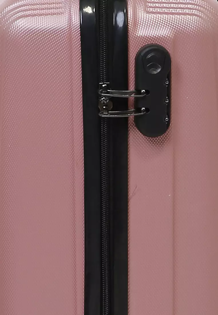 Caroline Koper Hardcase Unisex Size 18 Inch Tas Travel Large Compartment Material ABS+PVC Coated ORIGINAL - Pink