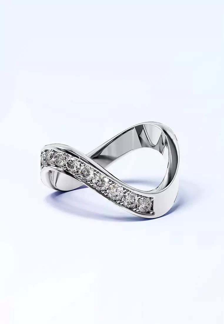 Contortion Ring in White Gold Embellished with Swarovski crystals