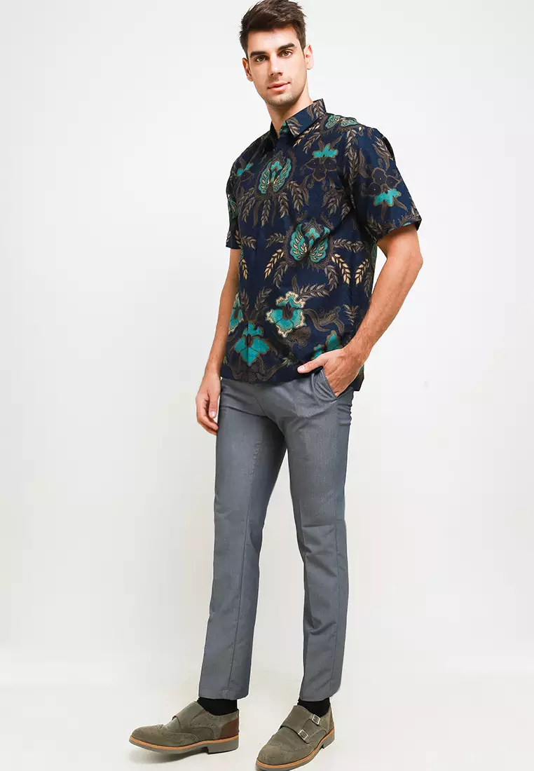 BATIK TALENTA EXCLUSIVE Lengan Pendek navy  A471