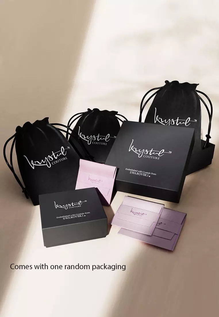 Krystal Dream Earrings Embellished with SWAROVSKI® crystals-White Gold/Jet Black