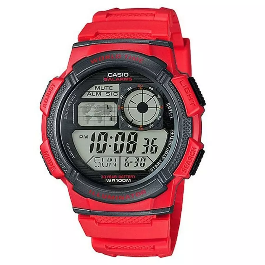 Casio AE-1000W-4AVDF Hitam Karet Merah Cowok