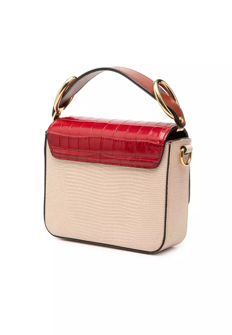 Pre-Loved Chloé Mini Bicolor Croc Embossed Calfskin C Satchel