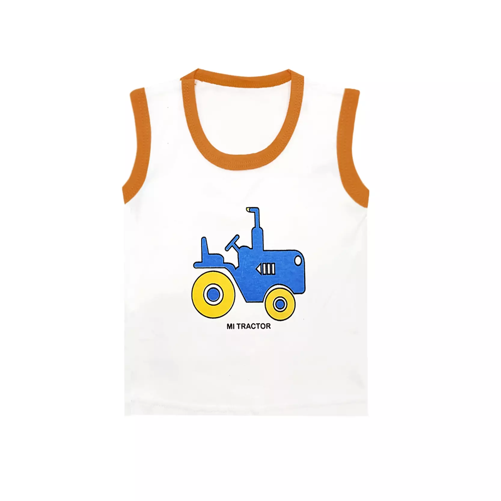 Wakakids Baju Singlet Bayi Anak Laki Laki Motif Tractor Setelan Celana Kaos Usia 0 Bulan Hingga 6 Bulan 4033 Orange