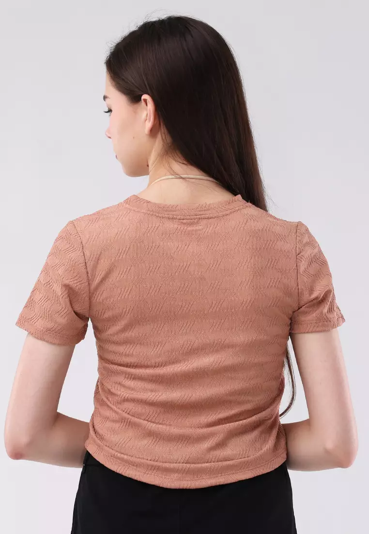 Short Slvs. Round Neck Basic Top