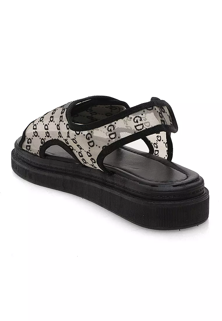 Sandal Slop Wanita Transparan Motif Korean Style Comfortable - Grey