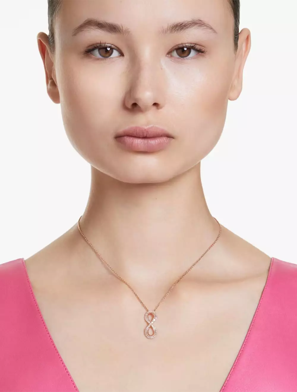 Hyperbola Pendant, Infinity, White, Rose Gold-Tone Plated - White