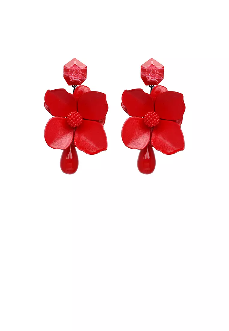 Red best sale flower earrings