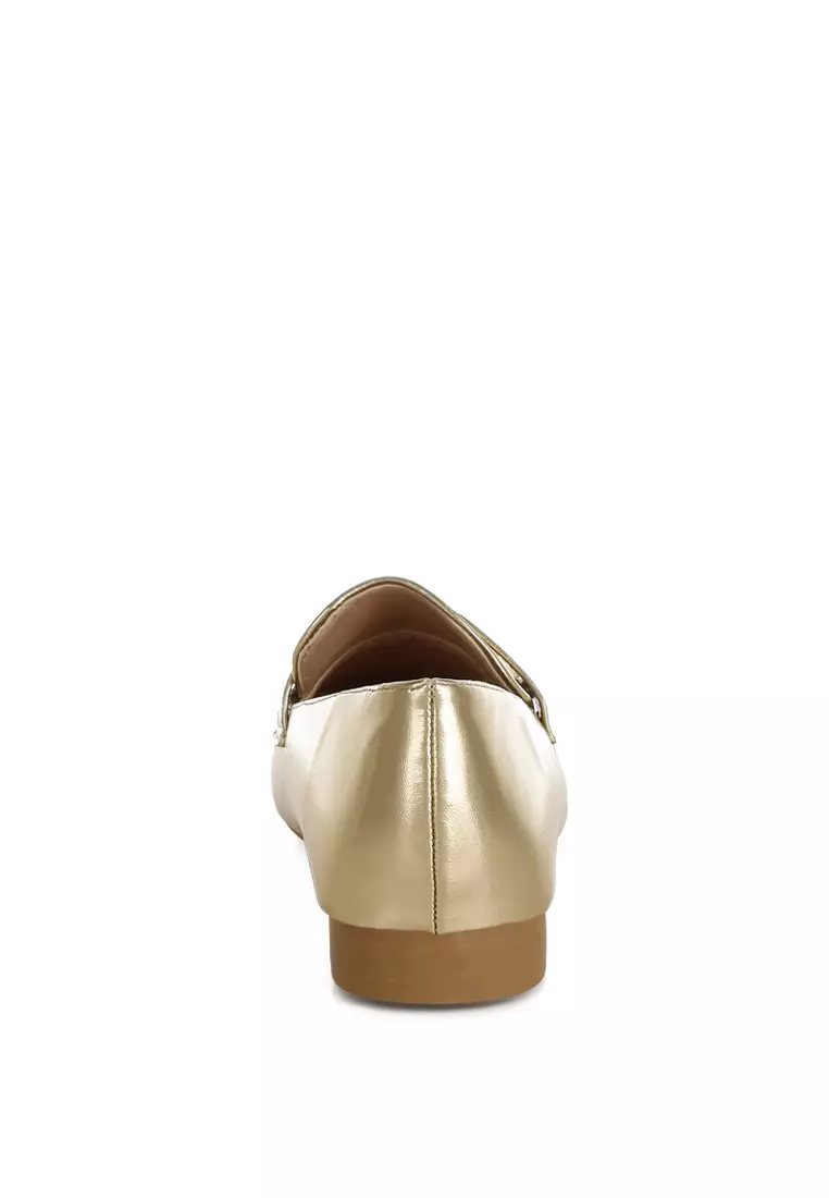 Flat Heel Loafers In Gold