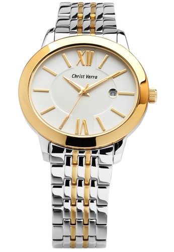 Christ Verra Fashion Men's Watch CV 31968G-13 WHT/SG White Silver Gold Leather