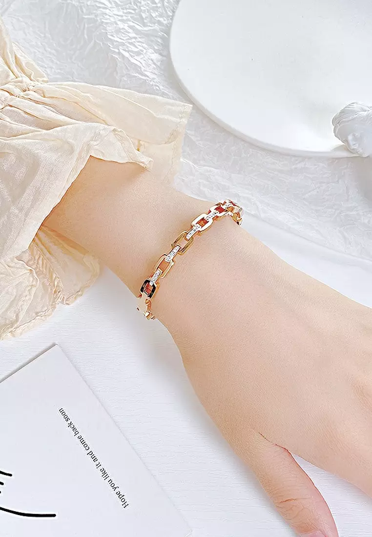 Monserrat Zirconia Link Clasped Bangle in Rose Gold