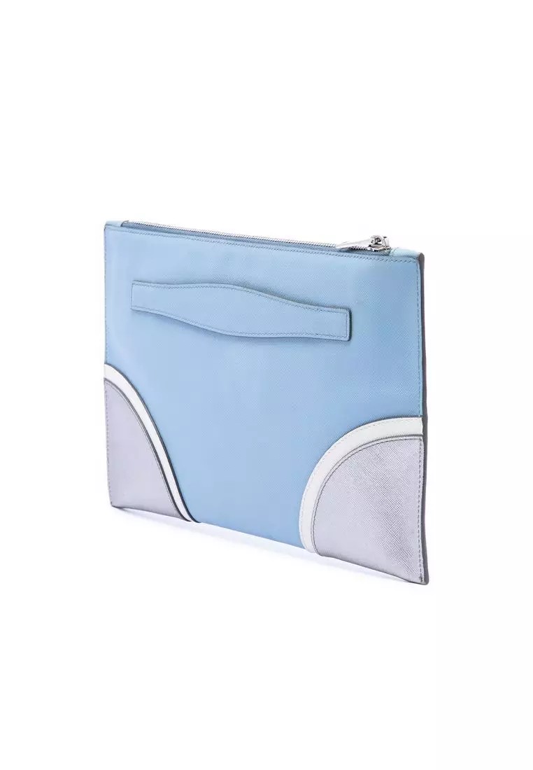 Pre-Loved Prada Tricolor Saffiano Clutch